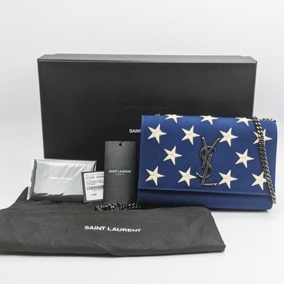 SOLD Saint Laurent Blue Small Star Kate Crossbody Bag - Picture 6 of 6